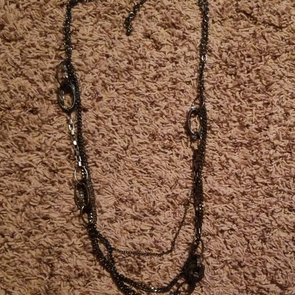 Premier design black metal necklace